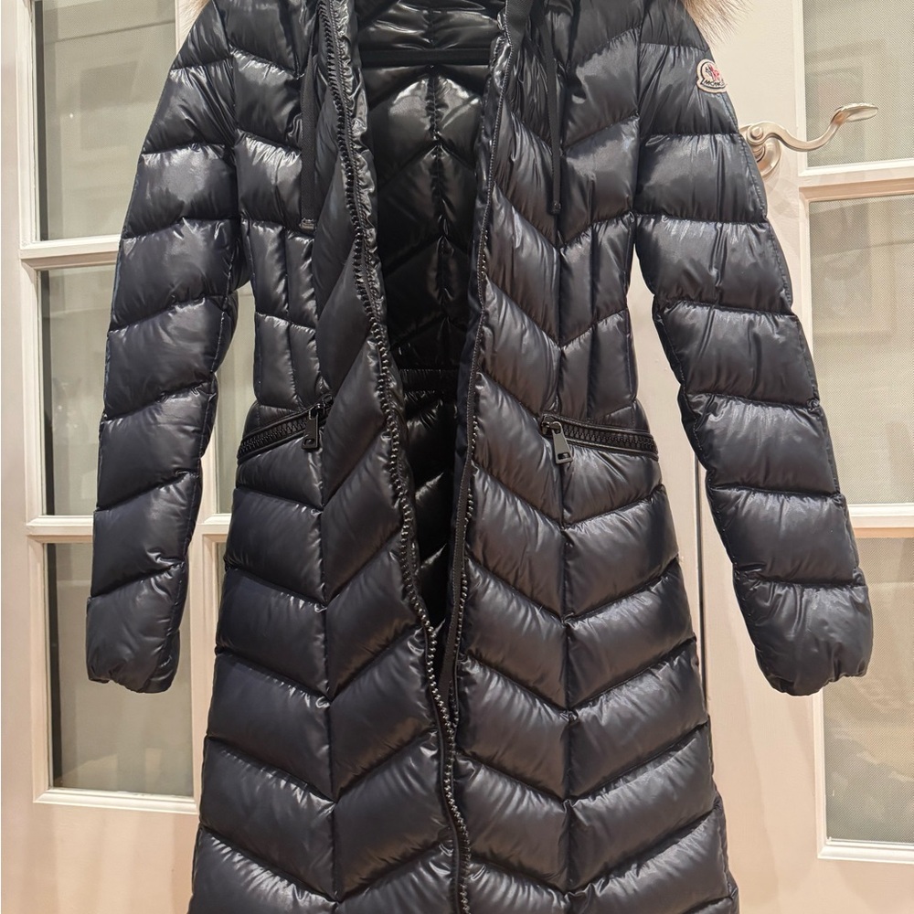 Moncler Fulmarus Faux Fur Trim Down Puffer Coat - Dark Navy (almost black)